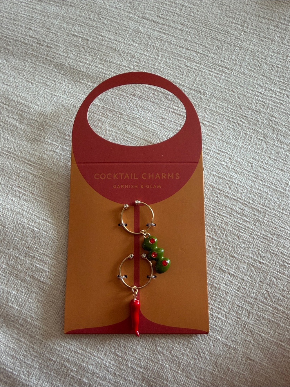 Anthropologie Green Olive & Red Chili Cocktail Charms